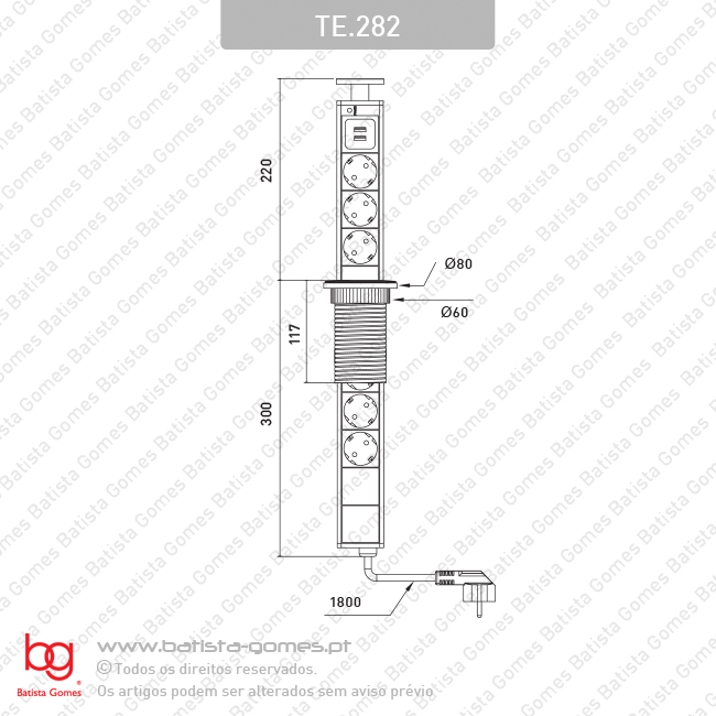 Tomada el�trica de embutir vertical
